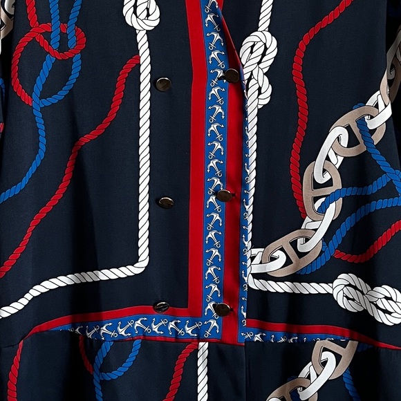 ZARA Nautical Chain Knot Print Dress Navy Double Breasted Mini XS NWT - Picture 6 of 11